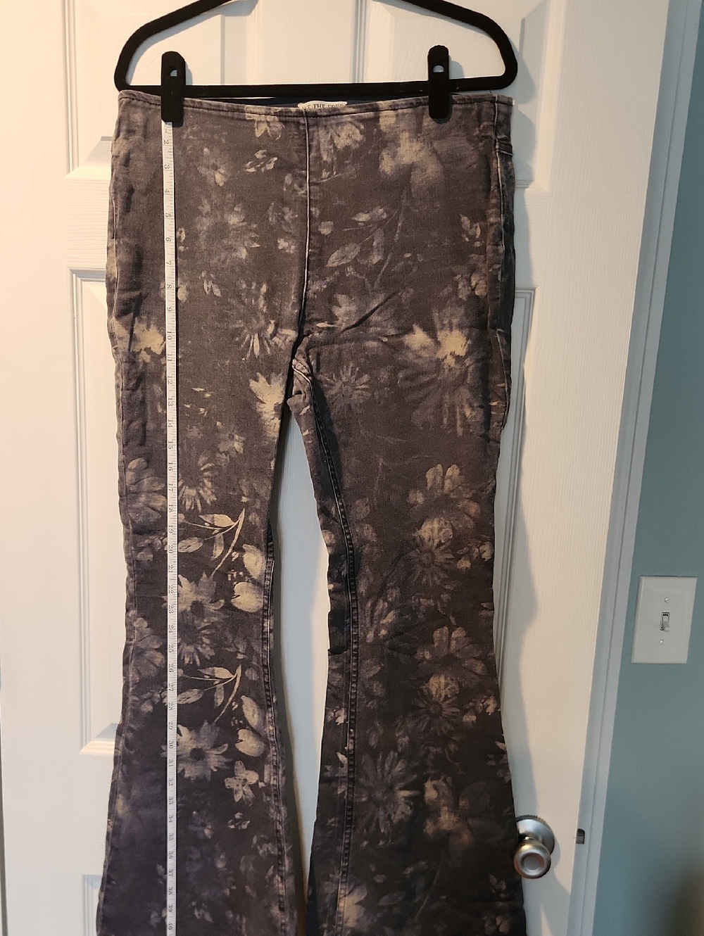 Free People Gray Floral Tie-Dye Flare Pants